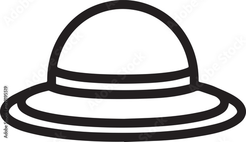 Hand Drawn Woman Hat Black and White Illustration in Minimal Line Art Style Design