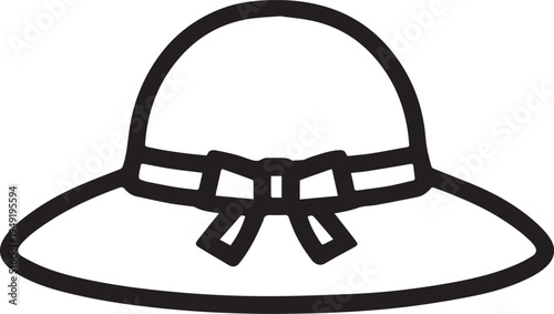 Hand Drawn Woman Hat Black and White Illustration in Minimal Line Art Style Design