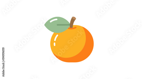 vector illustration of juicy orange with green leaf