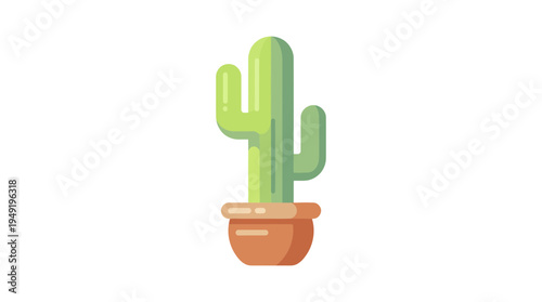 minimalist vector illustration of cactus in terracotta pot