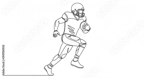 American Football Player Running with Ball Sketch.