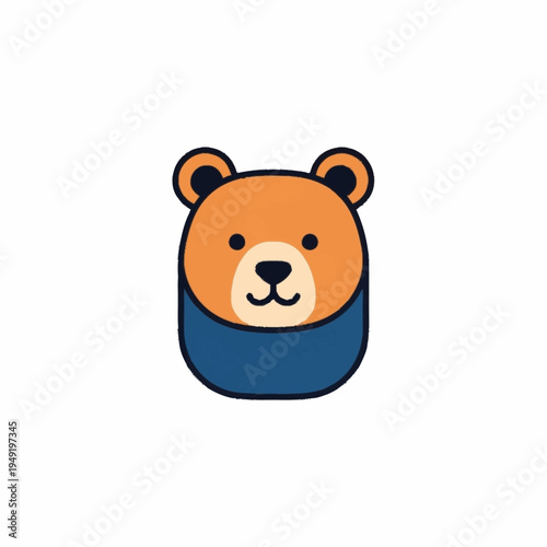 Cute cartoon bear face illustration simple design.