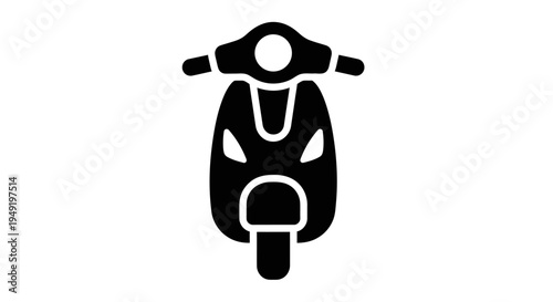 Black motor scooter icon front view isolated on a white background