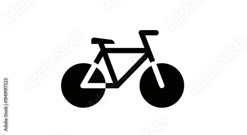 Black minimalist bicycle icon with solid wheels on a white background