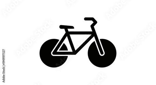 Black minimalist bicycle icon isolated on a solid white background