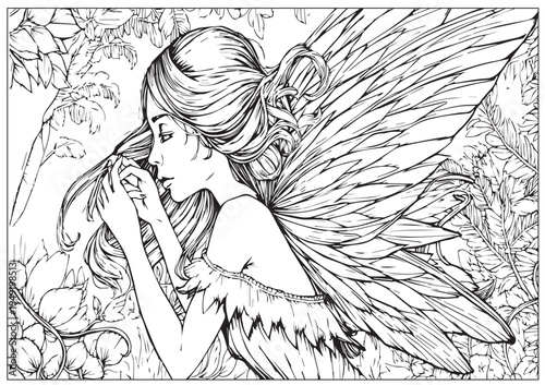 Intricate Flora Spirit with Decorative Wing Patterns