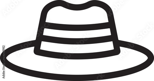 Hand Drawn Woman Hat Black and White Illustration in Minimal Line Art Style Design