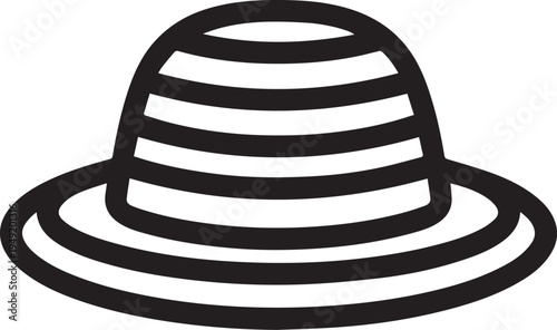 Hand Drawn Woman Hat Black and White Illustration in Minimal Line Art Style Design