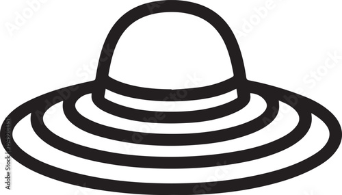 Hand Drawn Woman Hat Black and White Illustration in Minimal Line Art Style Design