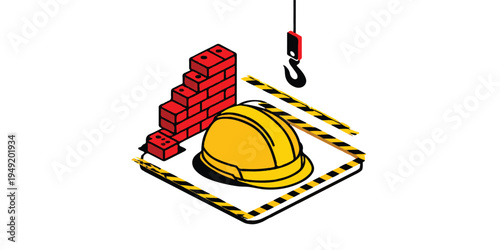 Isolated vector illustration of an abstract cartoon breakfast meal featuring bread, butter, and a burger on a white plate with orange and yellow accents