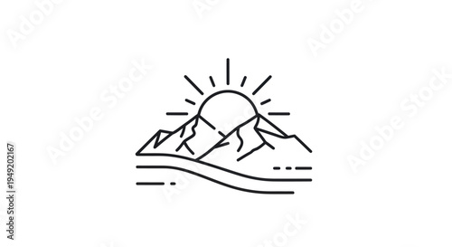 Mountain sunrise vector illustration