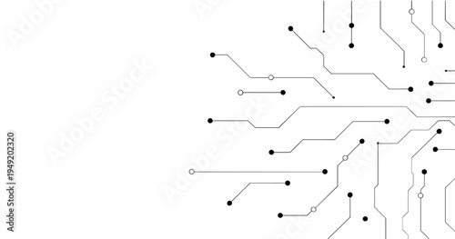 Abstract technology circuit diagram on white background.High tech circuit board connection system.Vector abstract technology on white background.