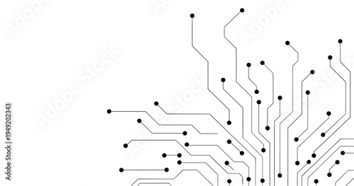 Abstract technology circuit diagram on white background.High tech circuit board connection system.Vector abstract technology on white background.