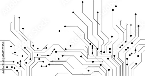 Abstract technology circuit diagram on white background.High tech circuit board connection system.Vector abstract technology on white background.