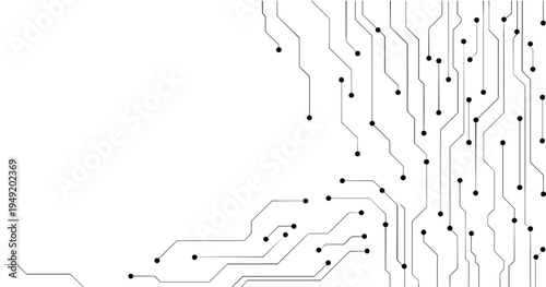 Abstract technology circuit diagram on white background.High tech circuit board connection system.Vector abstract technology on white background.