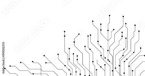 Abstract technology circuit diagram on white background.High tech circuit board connection system.Vector abstract technology on white background.