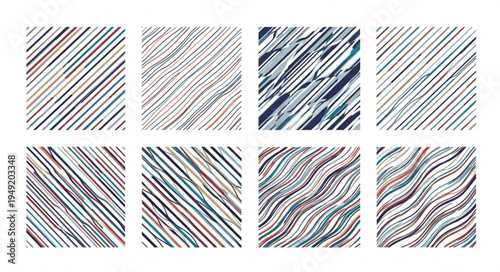 Abstract Diagonal Lines Texture Patterns Set.