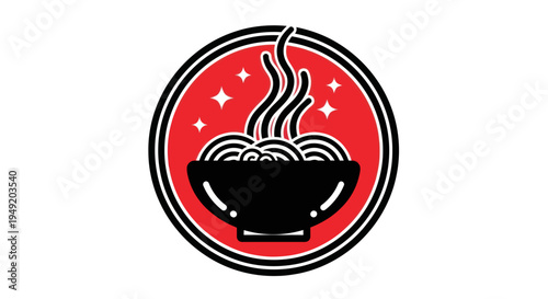 Noodle bowl icon in circular design