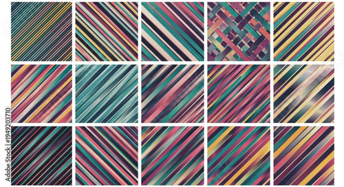 Abstract Diagonal Stripes Pattern Collection.