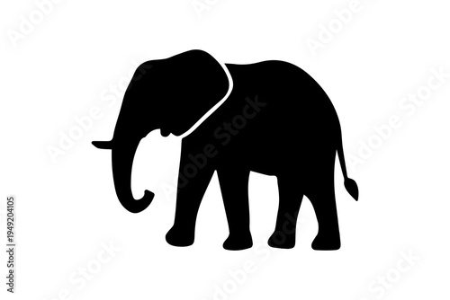 Elephant simple silhouette isolated on white