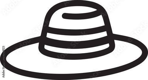 Hand Drawn Woman Hat Black and White Illustration in Minimal Line Art Style Design