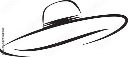 Hand Drawn Woman Hat Black and White Illustration in Minimal Line Art Style Design