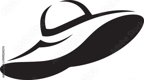 Hand Drawn Woman Hat Black and White Illustration in Minimal Line Art Style Design