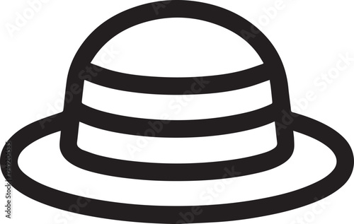 Hand Drawn Woman Hat Black and White Illustration in Minimal Line Art Style Design