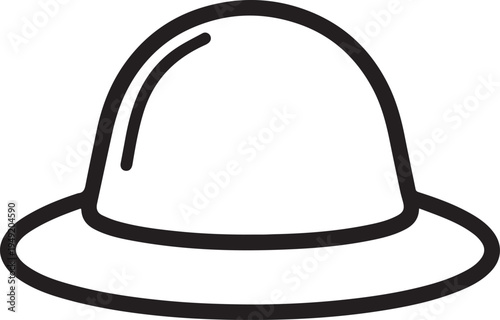 Hand Drawn Woman Hat Black and White Illustration in Minimal Line Art Style Design