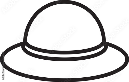 Hand Drawn Woman Hat Black and White Illustration in Minimal Line Art Style Design