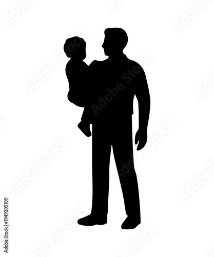 Father holding child silhouette representing family bond
