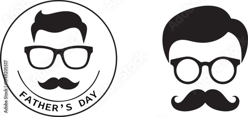 Father's day cartoon faces with glasses and mustaches, 