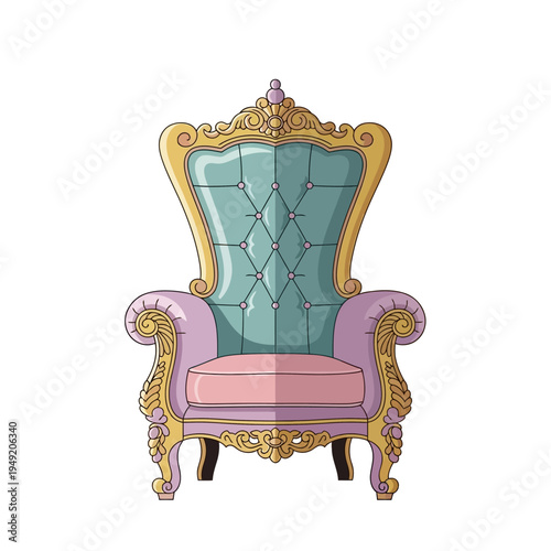 Ornate Rococo Armchair, Royal Throne, Elegant Furniture, Luxury Seating, Vintage Design