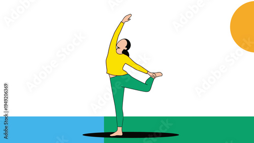 Woman Practicing Yoga in Standing Pose.