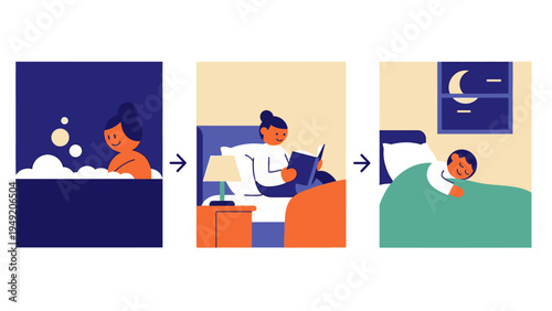 Woman Sleeping Working Relaxing Bedtime Routine.
