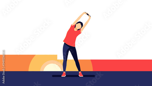 Woman Stretching with Yoga Mat.