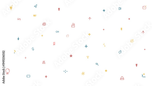 A minimalist composition featuring icons representing ideas, growth, and progress. Ideal for illustrating concepts like brainstorming, development, an