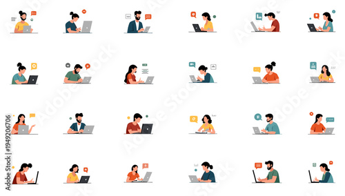 This illustration depicts diverse individuals engaged in remote work, creating a modern and positive vibe. It's perfect for illustrating articles abou