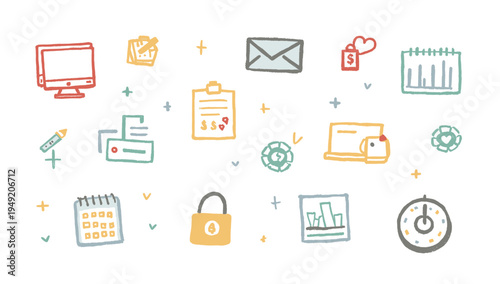 This illustration evokes a sense of productivity and efficient workflow. Ideal for concepts like project management, task lists, or business planning.