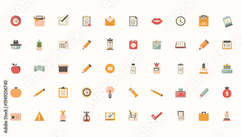 A clean, minimalist composition of essential school items. Perfect for educational content, back-to-school promotions, or illustrating learning concep