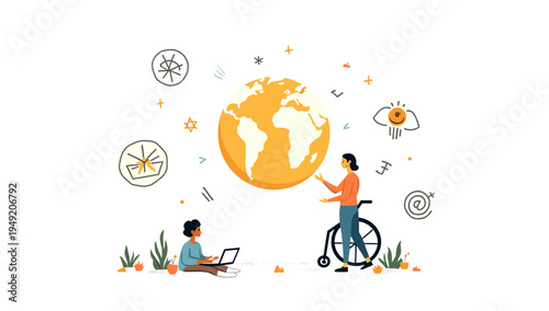 A minimalist illustration depicting a small garden with carrots and a watering can. Perfect for lifestyle blogs, healthy eating content, or illustrati