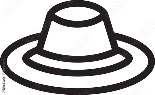 Hand Drawn Woman Hat Black and White Illustration in Minimal Line Art Style Design