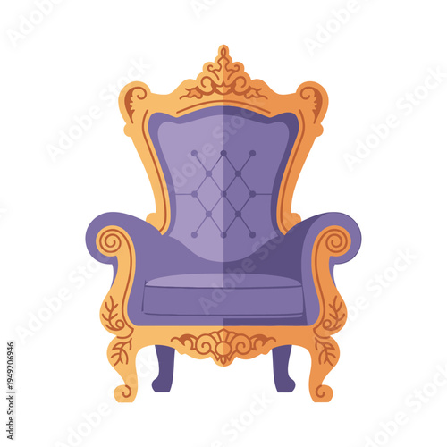 Ornate Throne Chair - Royal Purple and Gold Luxury Seating