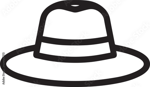 Hand Drawn Woman Hat Black and White Illustration in Minimal Line Art Style Design