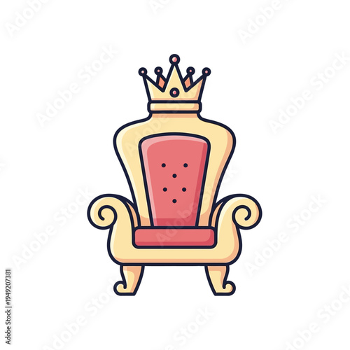 Royal Throne Chair with Crown - Majestic Seat for King or Queen
