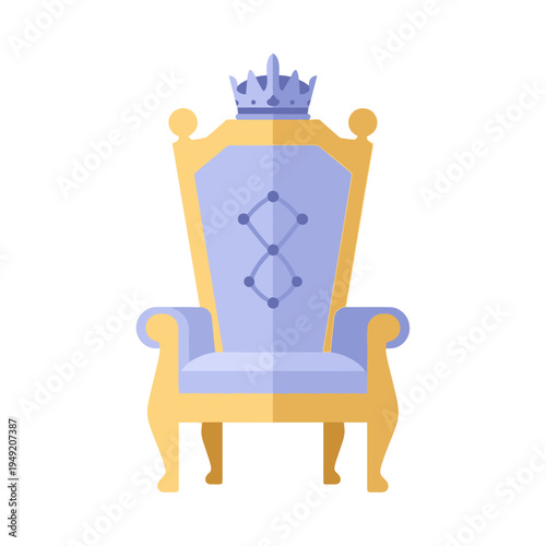 Royal Throne Chair with Crown Icon, Majestic Seat for King or Queen, Luxury Furniture