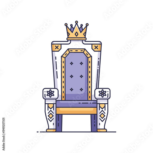 Royal Throne with Crown Icon - Luxury Seat, Royalty, Power Symbol