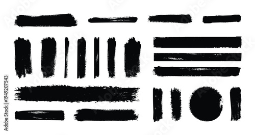 A collection of black brush strokes on a white background