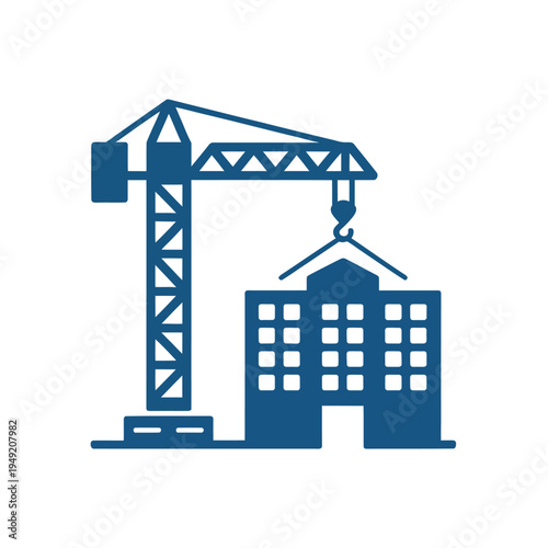 Construction Crane Lifting Building Blocks Urban Development Infrastructure