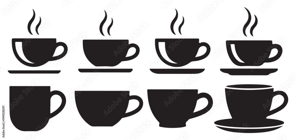 custom made wallpaper toronto digitalMinimalist coffee and tea cup silhouette icons for cafe menu vector illustration eps 10
